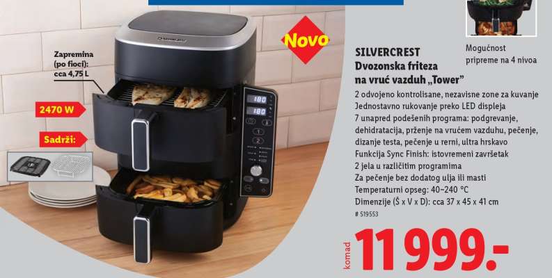 SILVERCREST Dvozonska friteza na vruć vazduh „Tower“