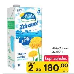 Mleko Zdravo uht 2% 1l