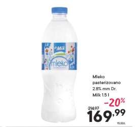 Mleko pasterizovano 2.8% mm Dr.Milk 1.5 l