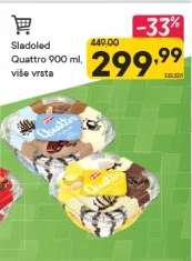 Sladoled Quattro 900 ml, više vrsta