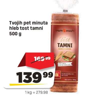 Tvojih pet minuta hleb tost tamni 500 g