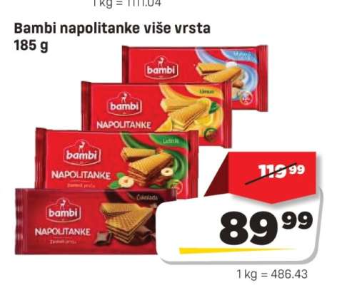Bambi napolitanke više vrsta 185 g