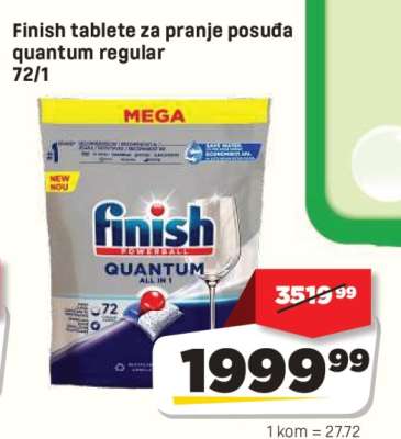 Finish tablete za pranje posuda quantum regular 72/1