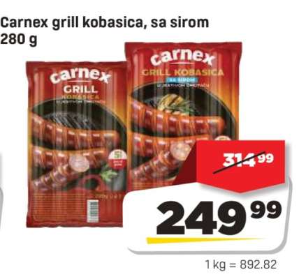Carnex grill kobasica sa sirom 280 g