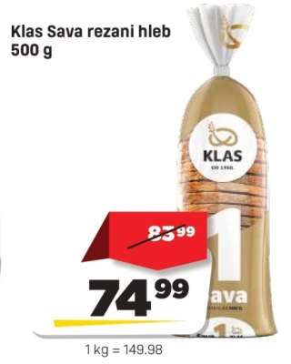 Klas Sava rezani hleb 500 g