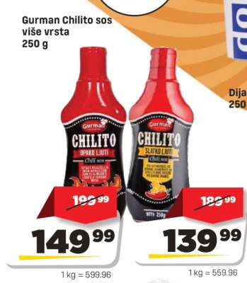 Gurman Chilito sos više vrsta 250 g