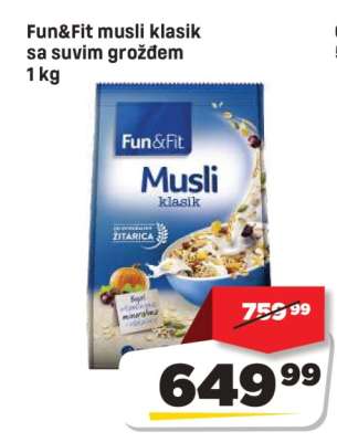 Fun&Fit musli klasik sa suvim grožđem 1 kg