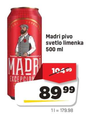 Madri pivo svetlo limenka 500 ml