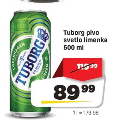 Tuborg pivo svetlo limenka 500 ml