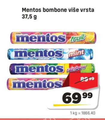 Mentos bombone više vrsta 37,5 g
