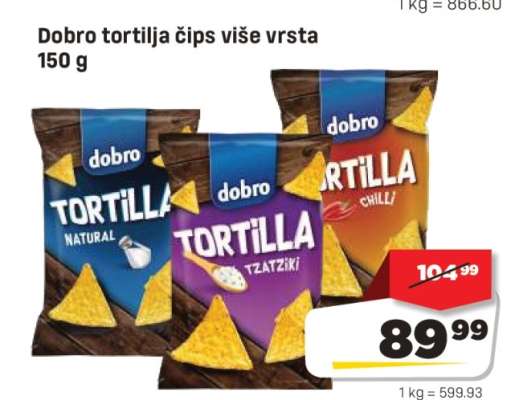 Dobro tortilja čips više vrsta 150 g