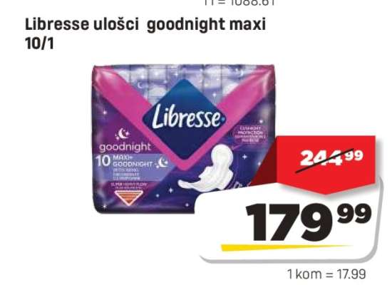 Libresse ulošci goodnight maxi 10/1