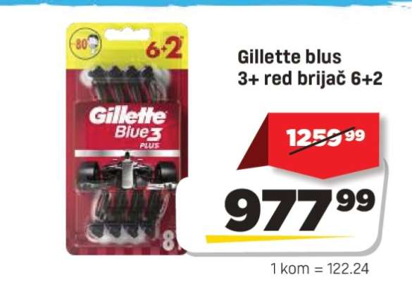 Gillette blus 3+ red brijač 6+2