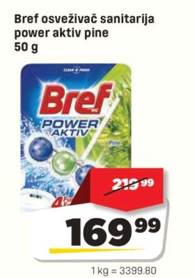 Bref osveživač sanitarija power aktiv pine 50 g