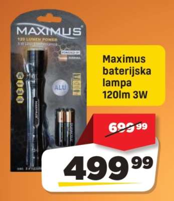Maximus baterijska lampa 120lm 3W