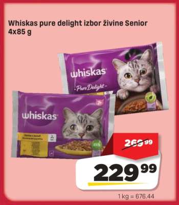 Whiskas pure delight izbor živine Senior 4x85 g