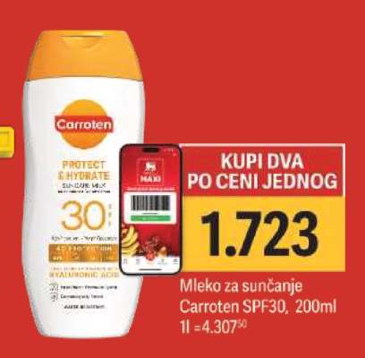 Mleko za sunčanje Carroten SPF30, 200ml
