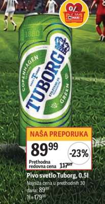 Pivo svetlo Tuborg 0,5l