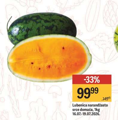 Lubenica narandžasto srce domaća 1kg