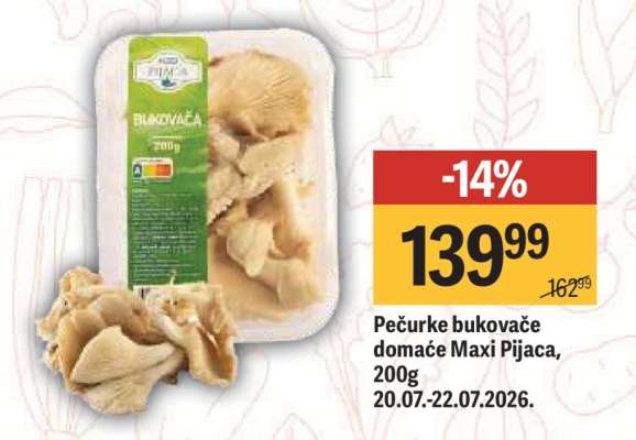 Pečurke bukovače domaće Maxi Pijaca, 200g