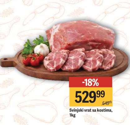 Svinjski vrat sa kostima, 1kg