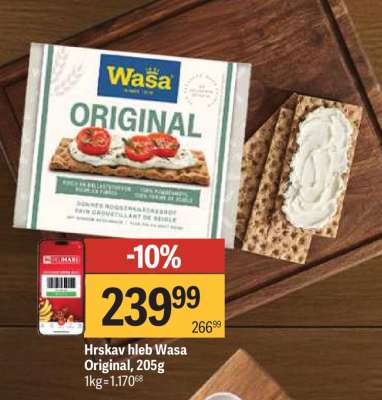 Hrskav hleb Wasa Original, 205g
