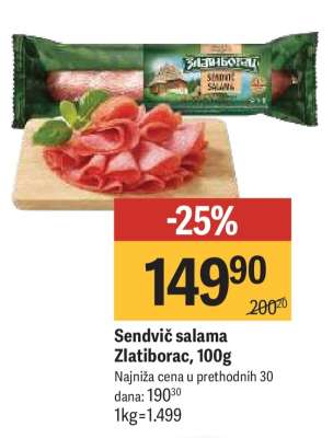 Sendvič salama Zlatiborac , 100g