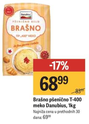 Brašno pšenično T-400 meko Danubius 1kg