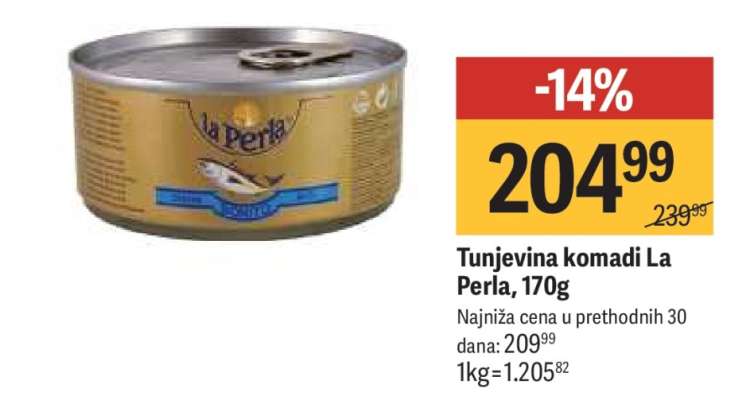 Tunjevina komadi La Perla 170g