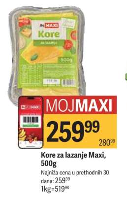 Kore za lazanje Maxi, 500g