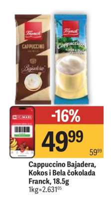 Cappuccino Bajadera, Kokos i Bela čokolada Franck, 18.5g