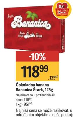 Čokoladna banana Bananica Štark, 125g