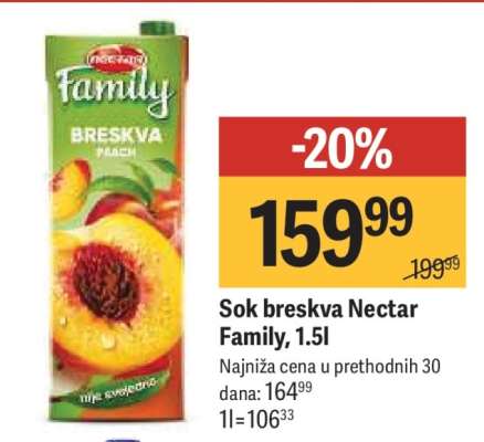 Sok breskva Nectar family 1.5l