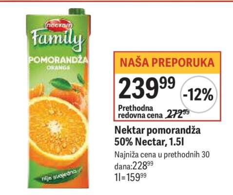 Nektar pomorandža 50% Nectar, 1,5l