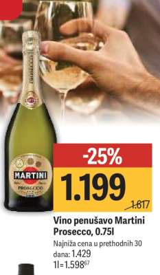 Vino penušavo Martini Prosecco, 0.75l