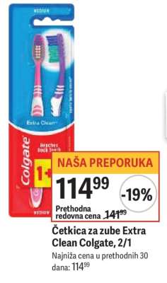 Četkica za zube Extra Clean Colgate, 2/1