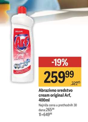 Abrazivno sredstvo cream original Arf, 400ml