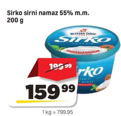 Sirko sirni namaz 55% m.m. 200 g