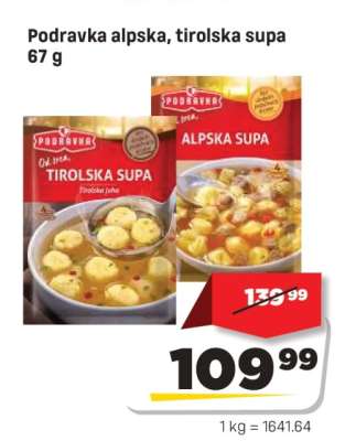 Podravka alpska, tirolska supa 67 g