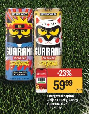 Energetski napitak Azijana Lucky, Candy Guarana, 0.25l