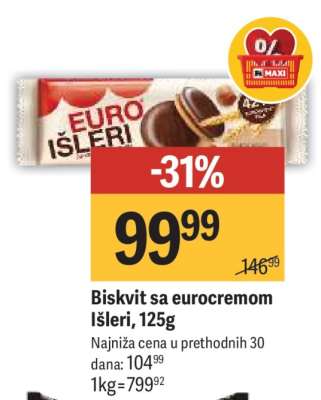 Biskvit sa eurocremom Išleri, 125g