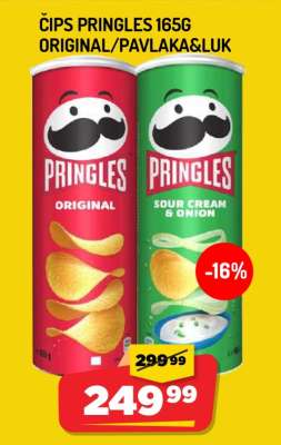Čips Pringles 165g Original/Pavlaka-Luk
