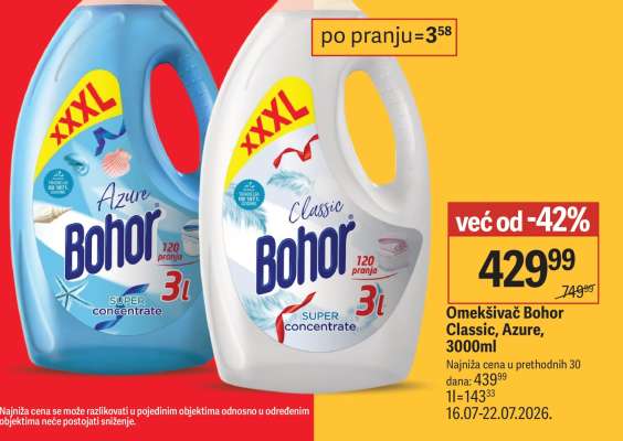 Omekšivač Bohor Classic, Azure, 3000ml