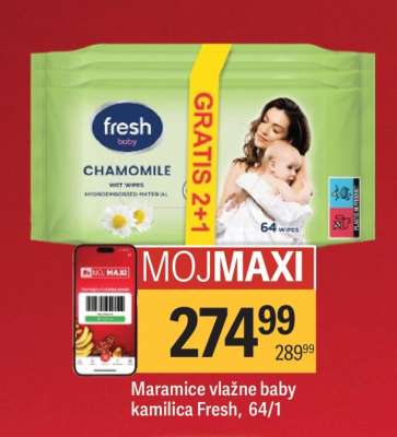 Maramice vlažne baby kamilica Fresh, 64/1