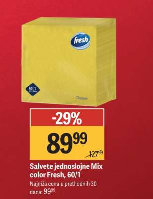 Salvete jednoslojne Mix color Fresh, 60/1