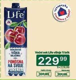 Voćni sok Life višnja 1l brik