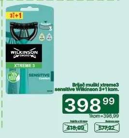 Brijač muški xtreme3 sensitive Wilkinson 3+1 kom.