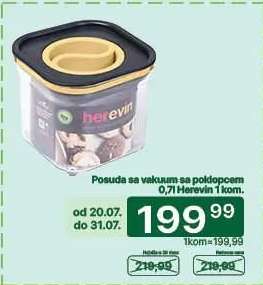Posuda sa vakuum sa poklopcem 0,71 Herevin 1 kom.