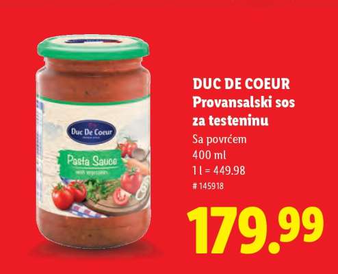 Duc de Coeur Provansalski sos za testeninu