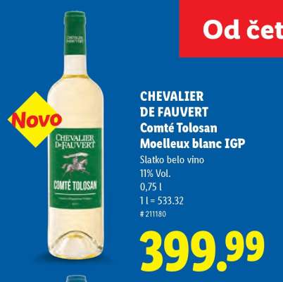 CHEVALIER DE FAUVERT Comté Tolosan Moelleux blanc IGP